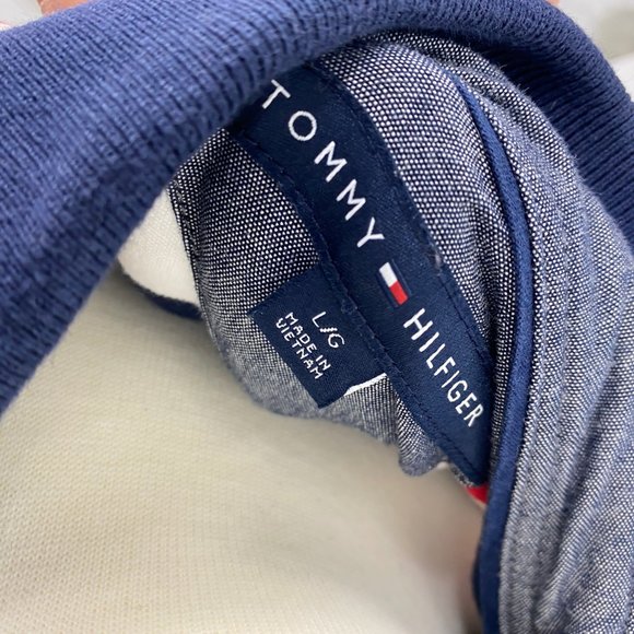 Men's Tommy Hilfiger Polo Shirt  L Navy Blue White - Picture 4 of 4